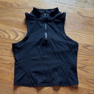 lululemon athletica Black Ribbed Crop Running Top